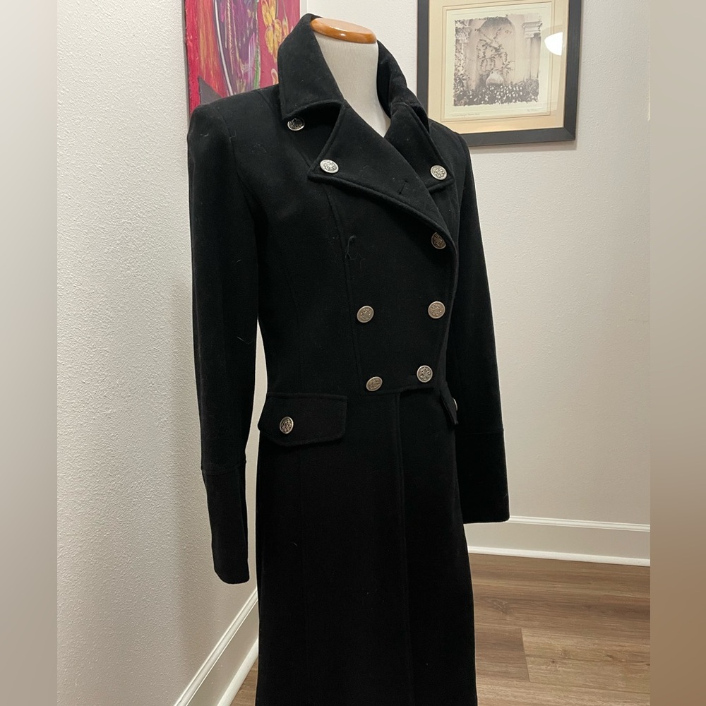 Long Line Wool Pea Coat - Picture 3 of 10